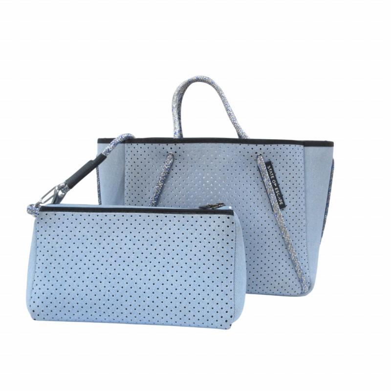 STATE OF ESCAPE ハンドバッグ 2WAY ポーチ付き ブルー STATE OF ESCAPE ハンドバッグ 2WAY ポーチ付ブルー