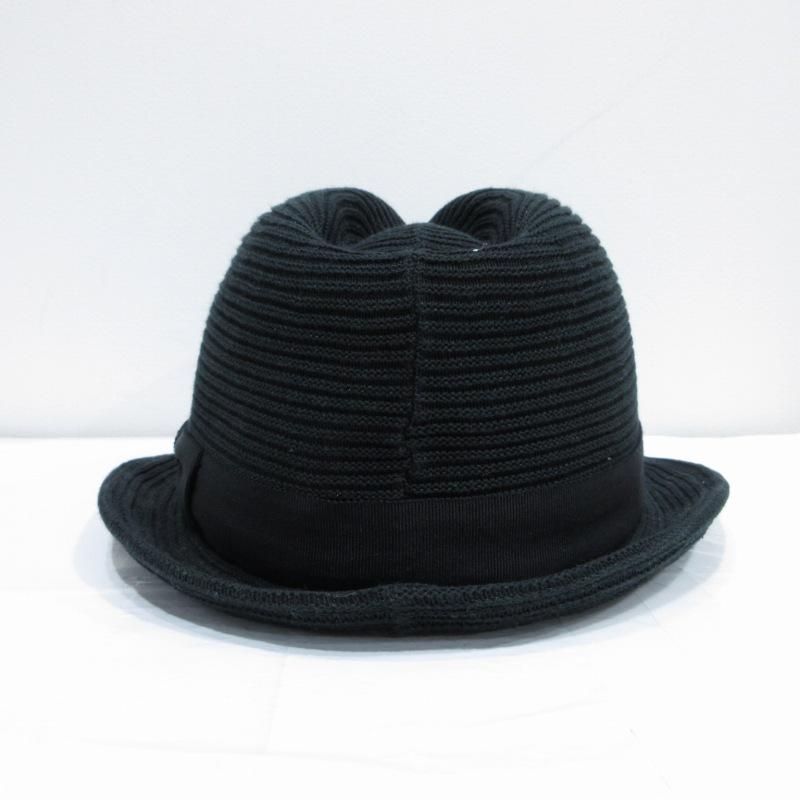 ボルサリーノ Borsalino 中折れ帽子 ハット 編み込み リボン 黒