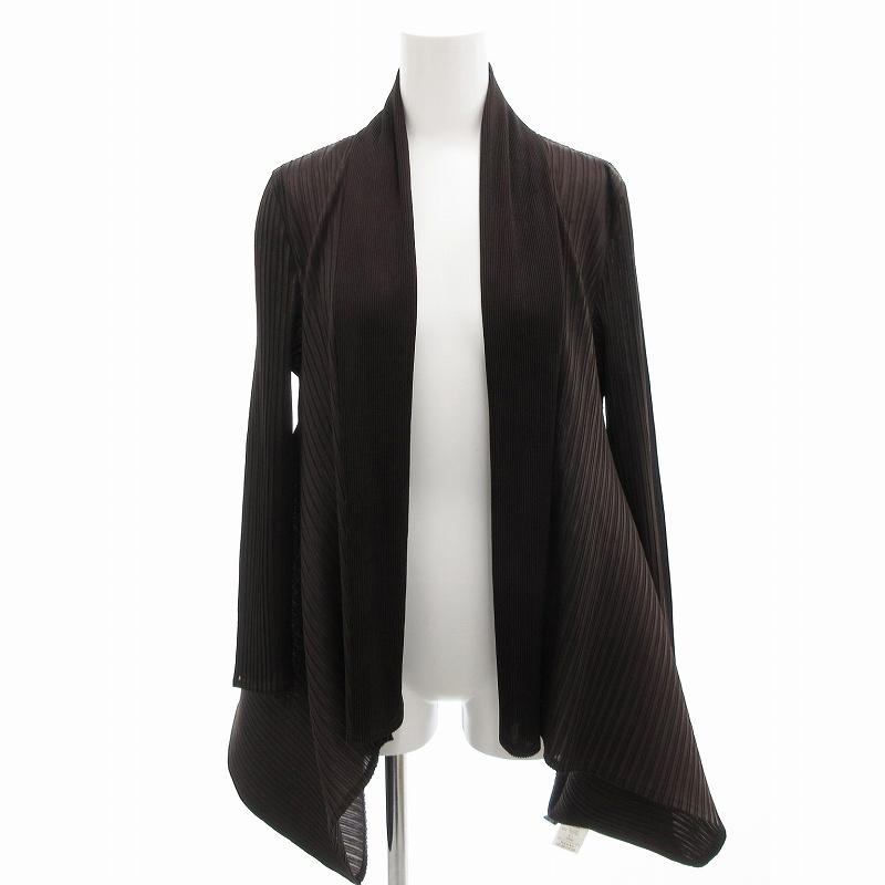 【美品】プリーツプリーズ　レース襟　カーディガン　ブラウン　Lサイズ 美品】プリーツプリーズ レース襟 カーディガン ブラウン L