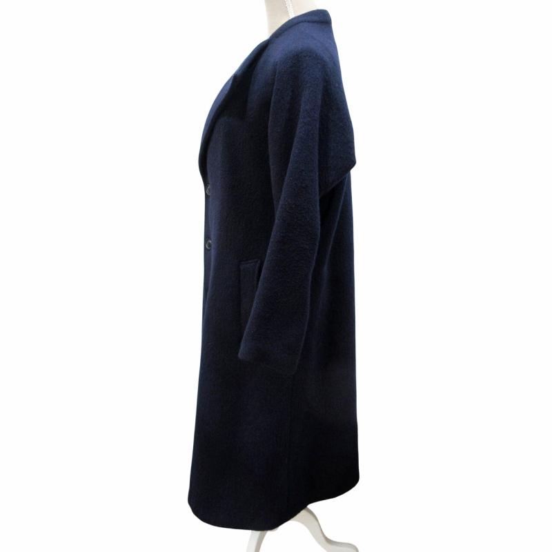 【中古】ワイズ Y's ヨウジヤマモト 17AW メルトンコート ジャケット ウール アルパカ混 モヘヤ混 ロング 1 約S 紺 Y's（ワイズ） ヨウジヤマモト 17AW メルトンコート ジャケット ウール