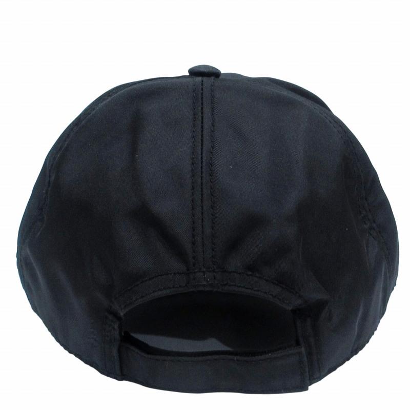 PRADA（プラダ） 美品 キャップ 帽子 サイドロゴ 刺繍 ナイロン 黒