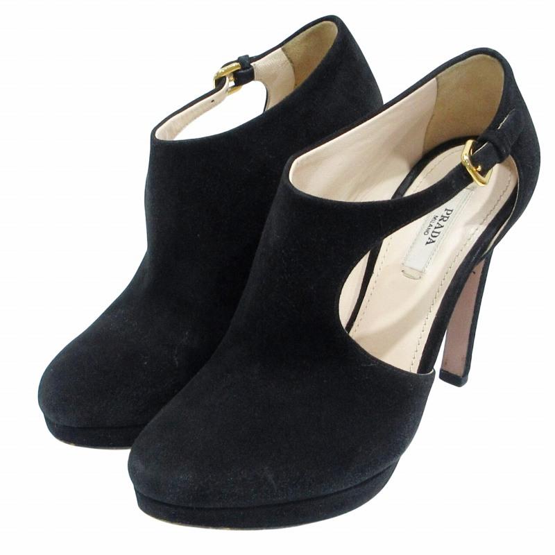 PRADA（プラダ） ブーティ スエード レザー ストラップ ハイヒール