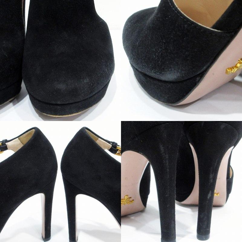 PRADA（プラダ） ブーティ スエード レザー ストラップ ハイヒール