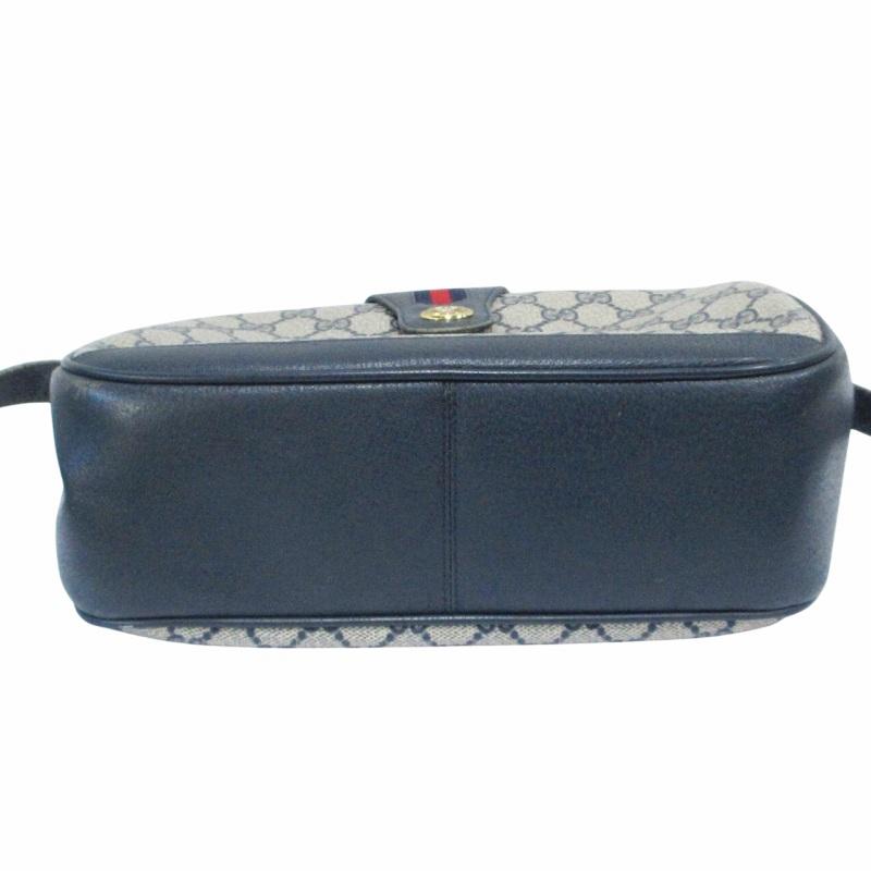 オールド グッチ GUCCI ショルダー バッグ インターロッキング GG 紺