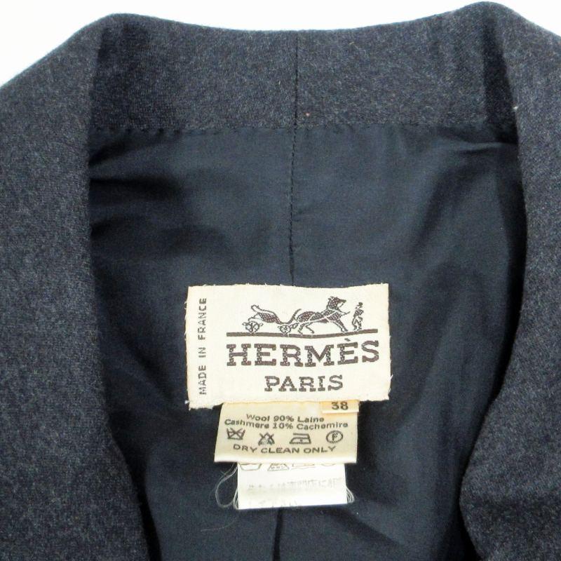 HERMES（エルメス） ロングコート ウール カシミヤ混 スタッズ Hロゴ 