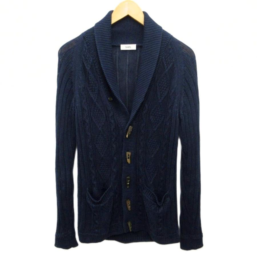 BATONER（バトナー）１ボタン ショール カーディガン　ネイビー ネイビー ボタン付き ショールカーディガン BATONER（バトナー）1