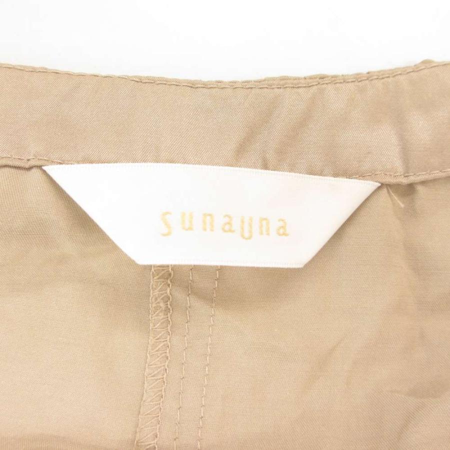 スーナウーナ Sunauna ワンピース 38 ベージュ フリルネック 七分袖 