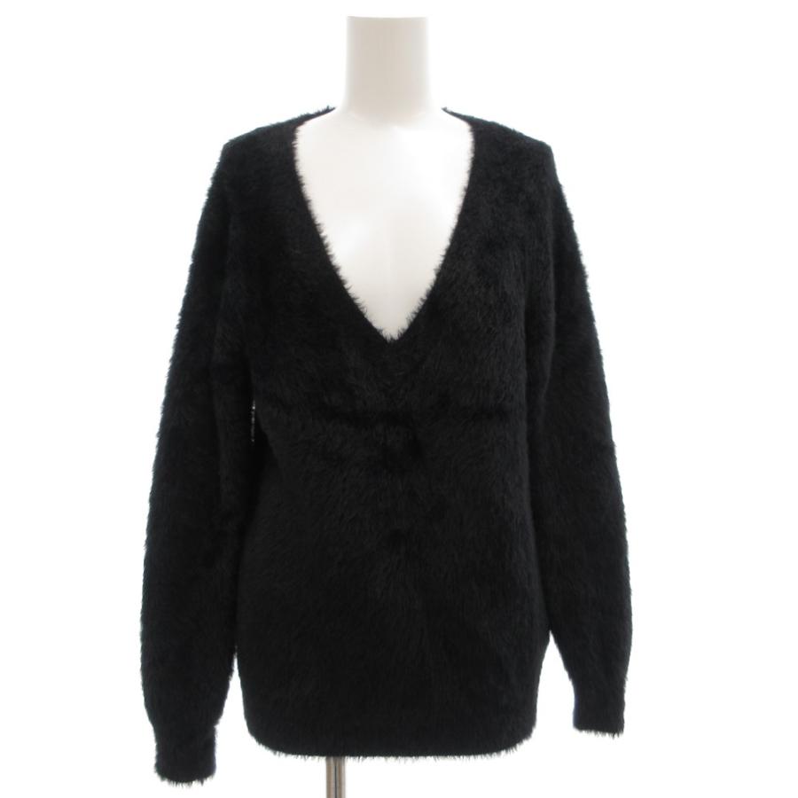 プラステ PLST シャギーニット セーター M 黒 ブラック Vネック /GV