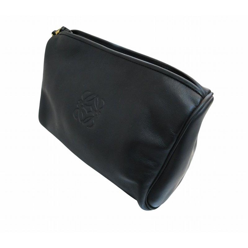 美品　LOEWE オールド　ロエベ アナグラム　レザー　クラッチ　ポーチ　黒 LOEWE（ロエベ） クラッチバッグ ポーチ レザー アナグラム ブラック