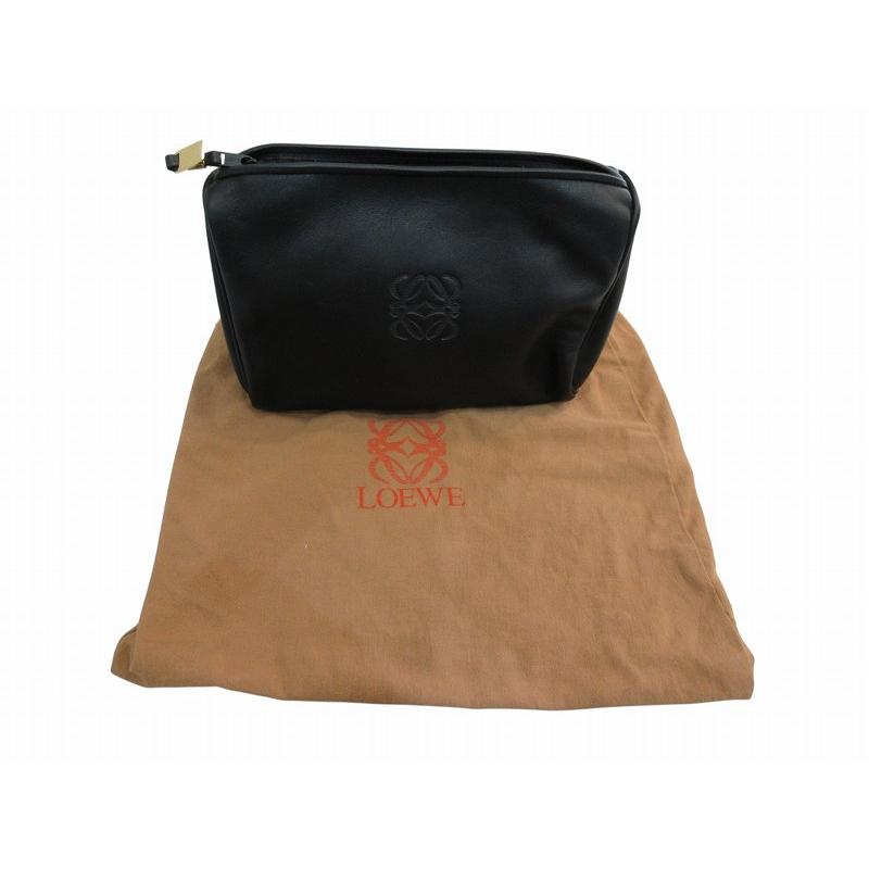 【LOEWE】クラッチバッグ　ポーチ　アナグラム型押し　レザー　ブラック LOEWE（ロエベ） クラッチバッグ ポーチ レザー アナグラム ブラック