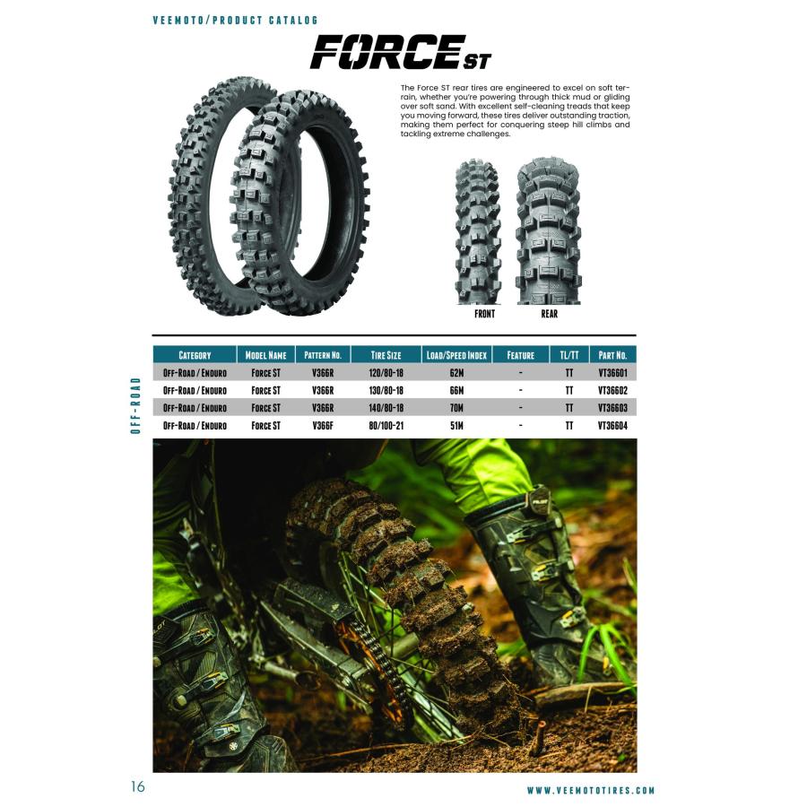 VeeRubber 140/80-18 オフロードタイヤ Vee Rubber FORCE-ST V366 140/80-18 70M モトクロスタイヤ 18インチ