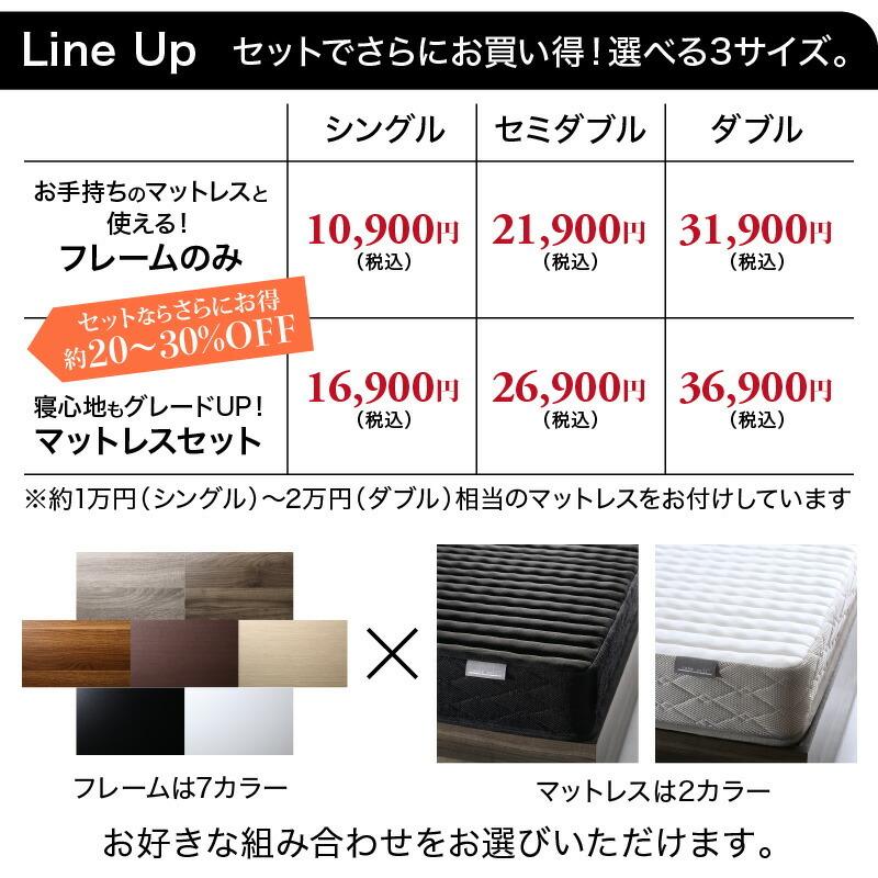 送料無料 ローベッド マットレス付き シングル コンセント付き 木目調 ウォルナットブラウン ブラック ホワイト グレー 棚|vegaandever|20