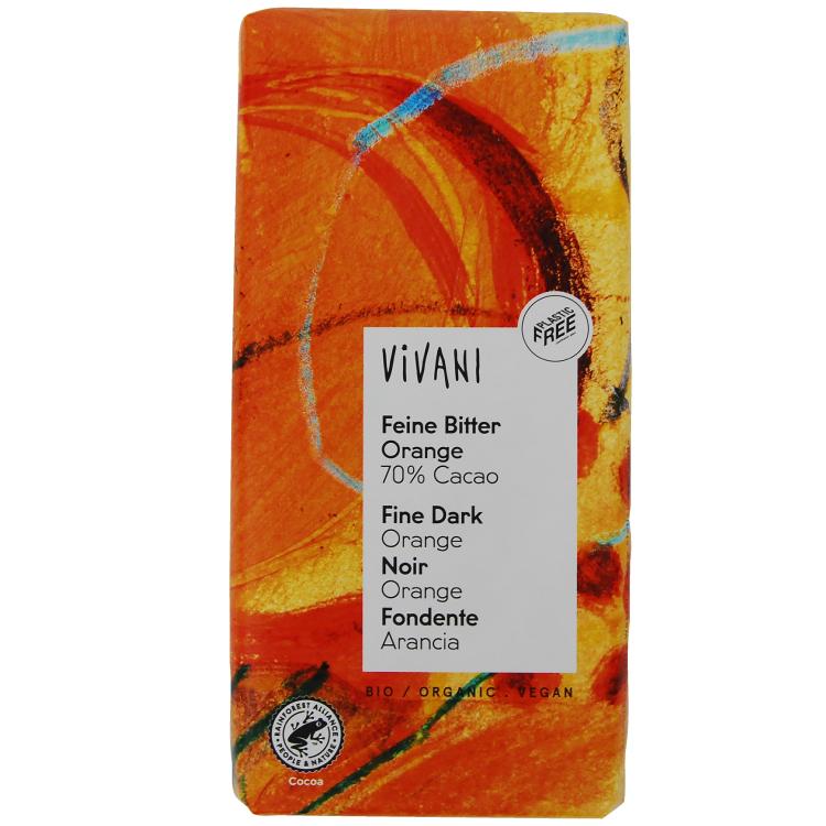 ViVANI オーガニックオレンジダークチョコレート 80g 10枚 送料込　有機カカオ70％ 乳化剤不使用ドイツのチョコレート バレンタイン ホワイトデー ギフト