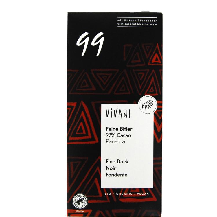 ViVANI オーガニックファインダークチョコレート99%　80g×10枚 送料込 白砂糖不使用 乳化剤不使用 ドイツのチョコレート ギフト バレンタイン ホワイトデー