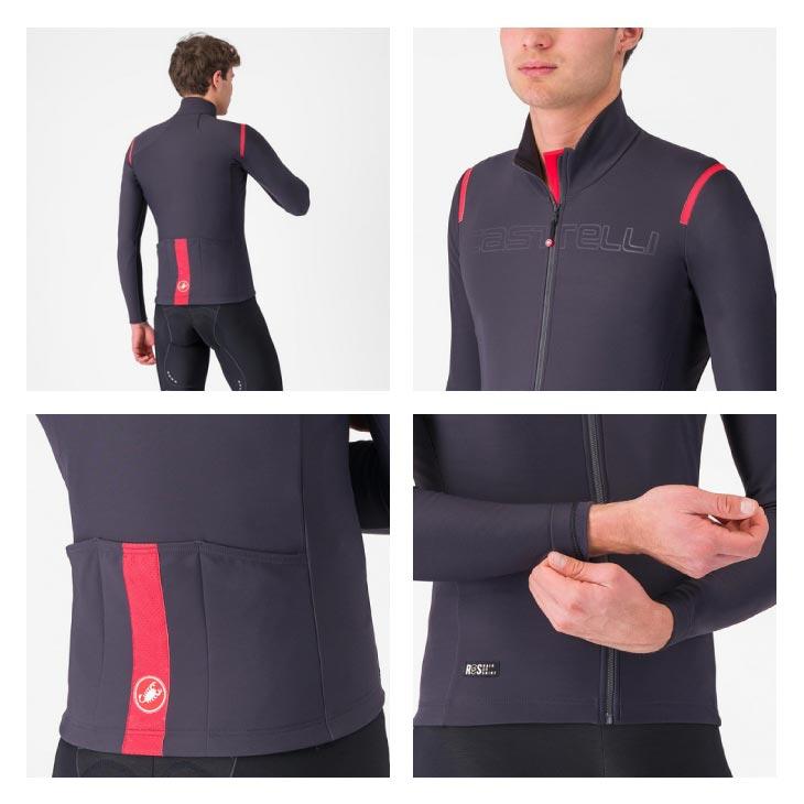(即納)CASTELLI カステリ TUTTO NANO ROS JERSEY トゥット ナノ ロス ジャージ ダークグレー/レッド(型番：4520515)長袖ジャージ メンズ ウェア_1