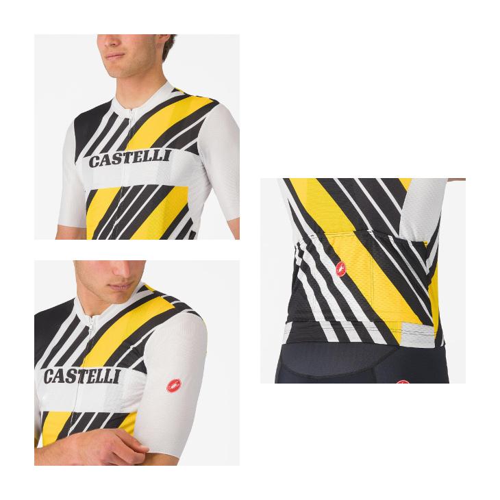 (即納)CASTELLI カステリ HERITAGE JERSEY ヘリテージ ジャージ 半袖ジャージ(型番：4525018)ブラック/ホワイト イエロー メンズ ウェアの画像