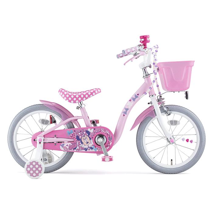 送料込 ides ミニー 16インチ自転車 ヘルメット&プロテクター付き ides（アイデス） ミニーマウスポルカドットS 16インチ ＜完成品