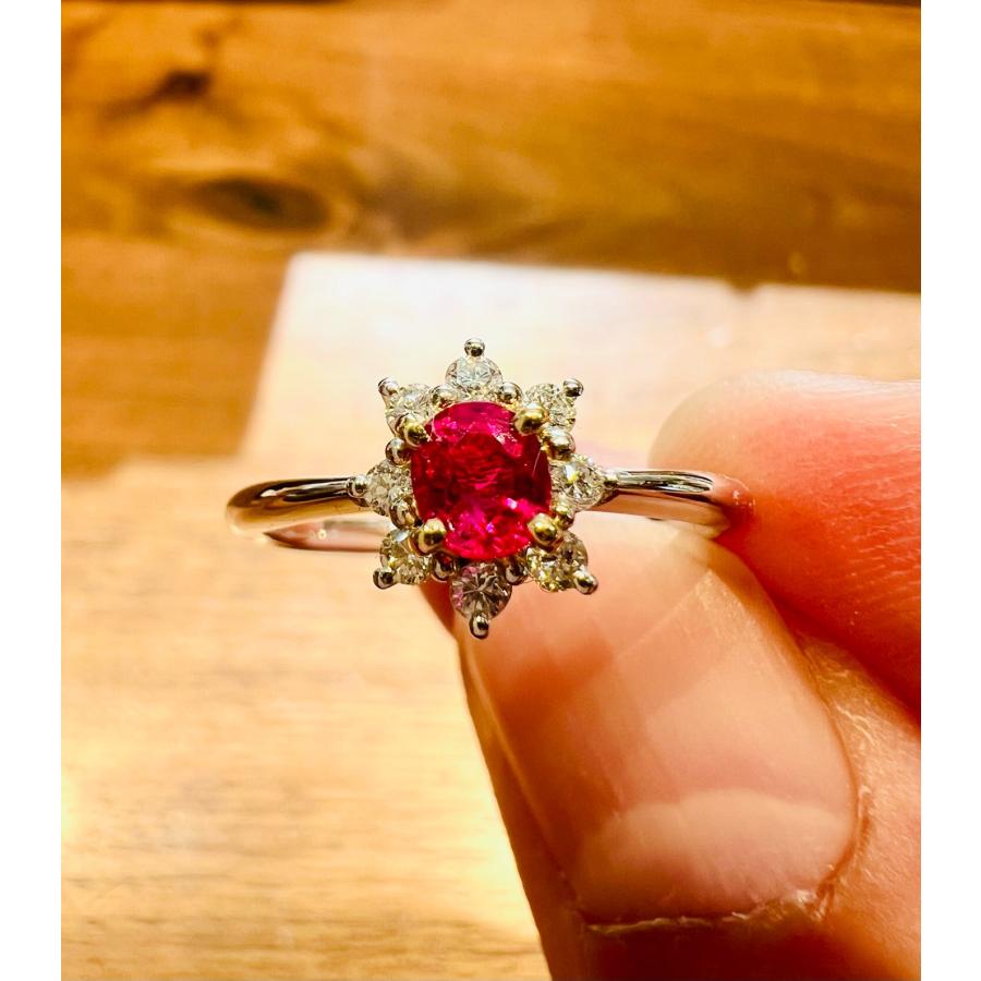 ☆紅色の宝石☆ルビー☆pt900/k18 3.1g R0.376ct D0.13ct ルビー 