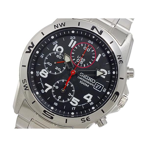 セイコー SEIKO 腕時計 メンズ クロノグラフ ブラック 腕時計 SND375 1/20クロノグラフ 日付、100m防水、方位ベゼル 海外モデル | SEIKO | 01