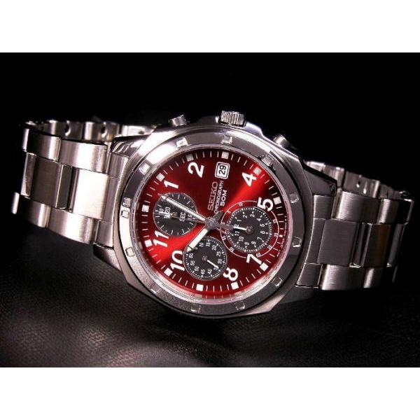 SEIKO セイコー 腕時計 メンズ クロノグラフ SND495 赤文字盤
