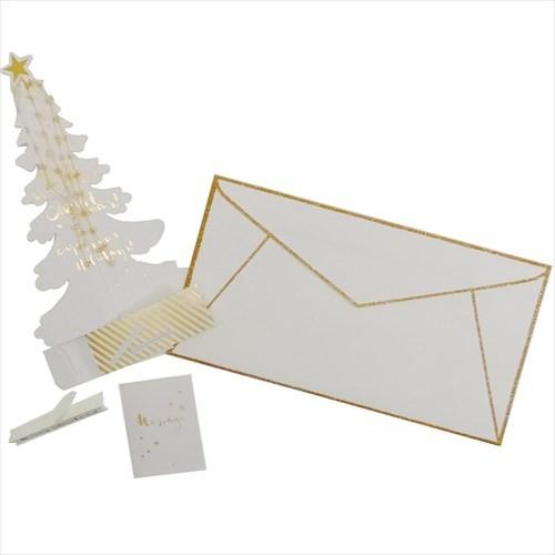 ハニカム ツリーカード クリスマス カード Pop up Card series ホワイト APJ｜velkommen