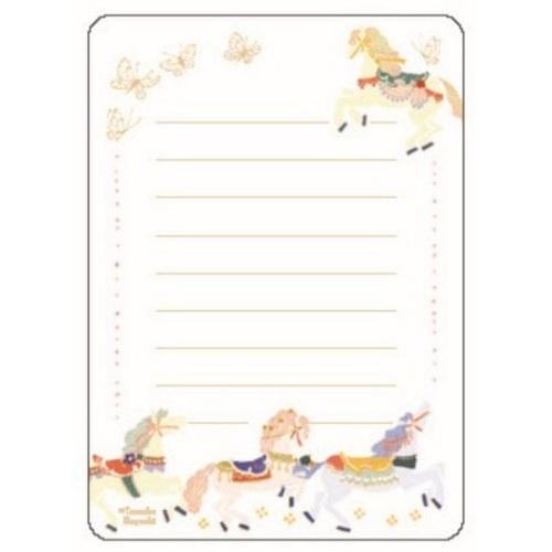 速くおよび自由な ミニ レターセット 手紙セット Tomoko Hayashi メリーゴーラウンド クローズピン 便箋 封筒 封シール 大人可愛い ガーリーイラスト Demo Ibcl Lu