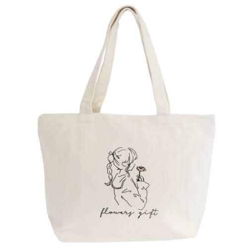 絶対一番安い 帆布トート 横型 天ファスナー付 トートバッグ フラワー かわいい プレゼント 手提げかばん ミントイン トートバッグ Www Fattoriabacio Com