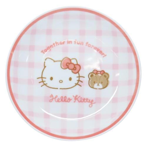 染付ミニ深皿 小皿 ハローキティ チェック 金正陶器 サンリオ : 雑貨