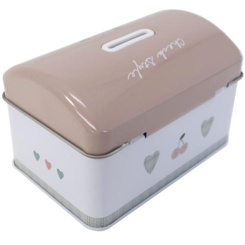 CRUX（クラックス） 鍵付き タカラバコ 缶バンク チェックハート 貯金