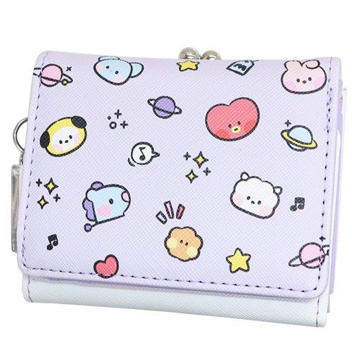 三つ折りコンパクト財布 ミニウォレット BT21 minini パープル