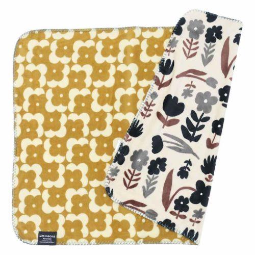 毛布 リバーシブルブランケット シルエットフラワー ナチュナル