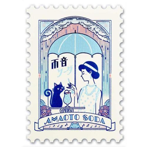 POSTCARD 切手型ポストカード 1枚入り 雨音ソーダ ROKKAKUxオビワン