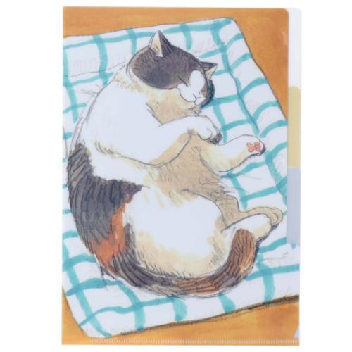 ポケットファイル A5ポケットクリアファイル ねこ 三毛猫モブは猫缶を