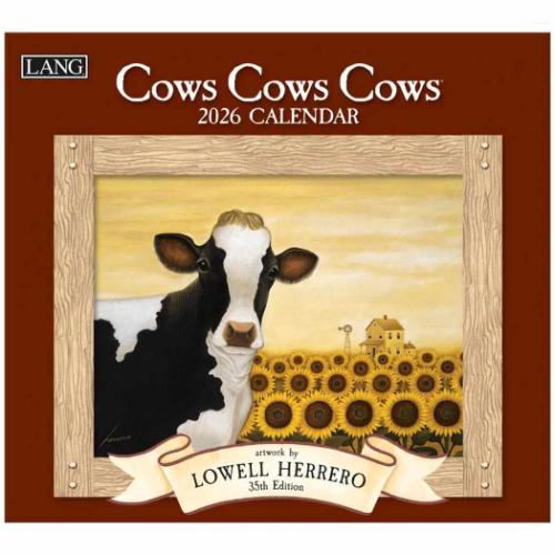 壁掛けカレンダー2026年 2026 Calendar Cows LANG ラング Lowell
