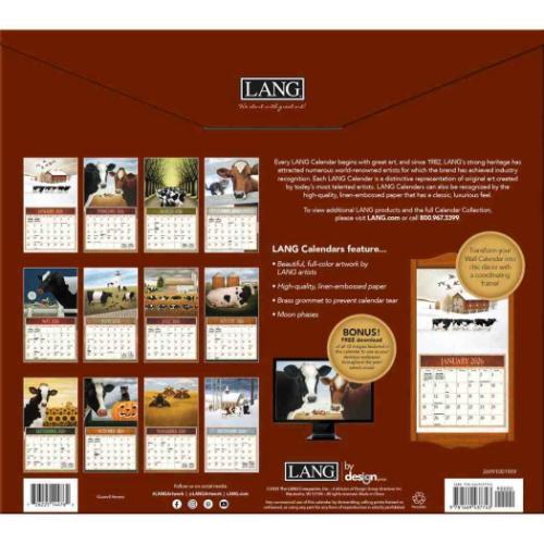 壁掛けカレンダー2026年 2026 Calendar Cows LANG ラング Lowell