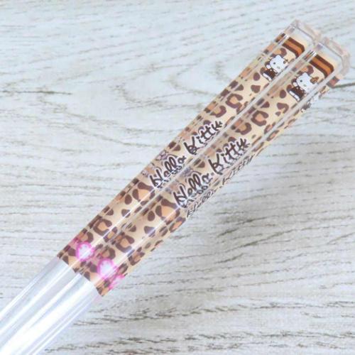 ウサミミ　チャーミーキティ　箸 おはし クリア箸 21cm ヒョウ柄 ブラウン ハローキティ サンリオ