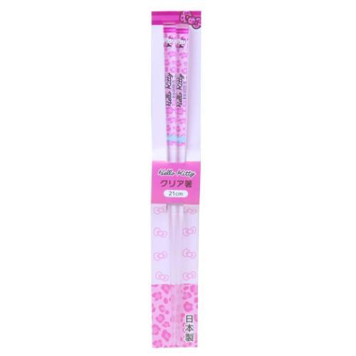 おはし クリア箸 21cm サンリオ ハローキティ ヒョウ柄 ピンク