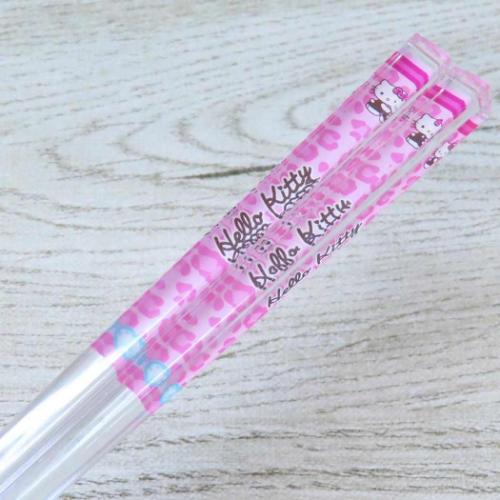 おはし クリア箸 21cm サンリオ ハローキティ ヒョウ柄 ピンク