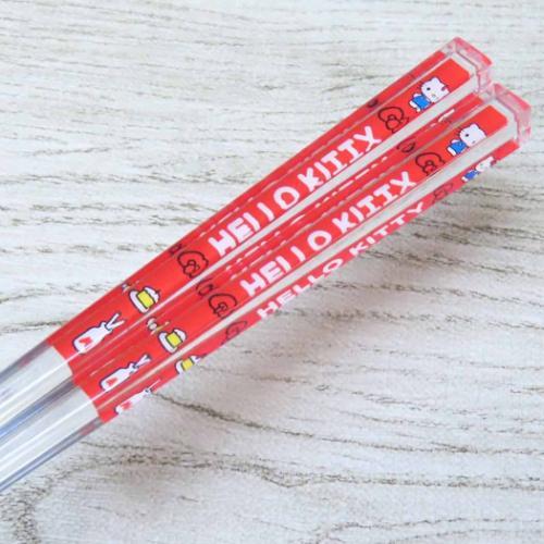 おはし クリア箸 21cm ハローキティ サンリオ レッド 爆買 : 雑貨