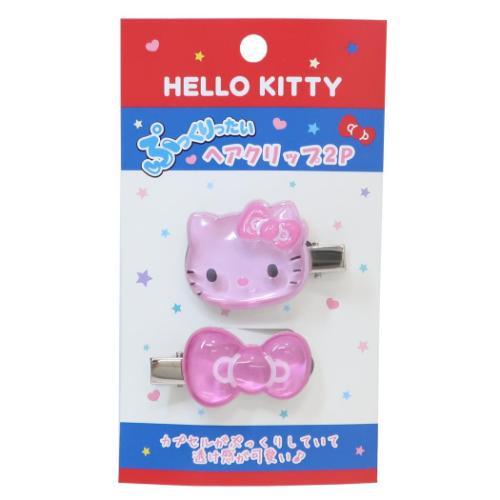 ぷっくりったいヘアクリップ 2個セット ヘアアクセ ピンク ハロー