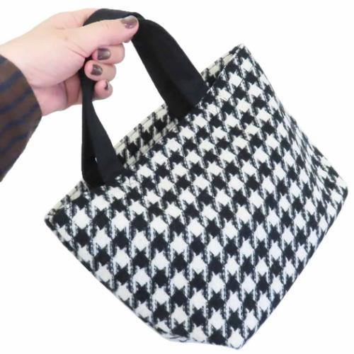 ミニトート ランチバッグ ハローキティ サンリオ 千鳥格子 ブラック お