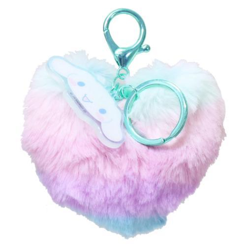 ハート型ファーキーホルダー キーリング サンリオ シナモロール