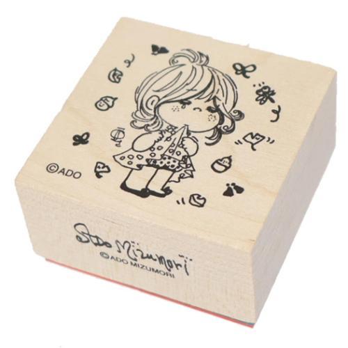 はんこ 木製スタンプ 水森亜土 ガール カミオジャパン 手帳デコ