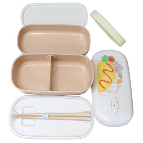 「新品 日本製 抗菌 ジジ 弁当箱3個 2段 トート 入園」 お弁当箱 抗菌 細長2段ランチボックス もぐにゃん カミオジャパン 新