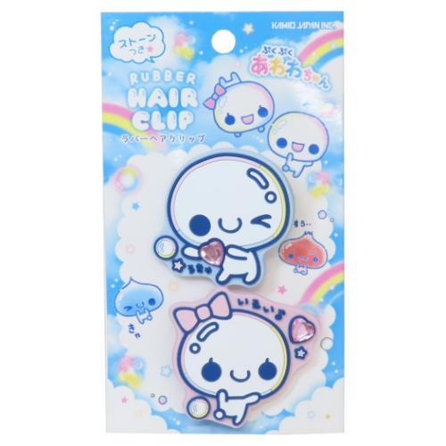 ヘアアクセ ストーン付きヘアクリップ 2個セット ぷくぷくあわわちゃん