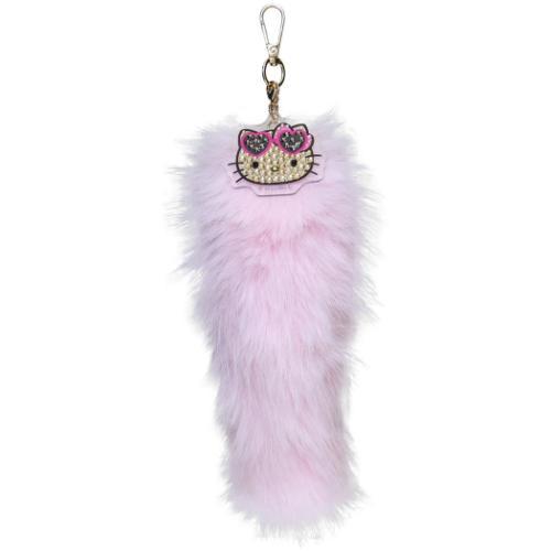 ストーン付きファーキーホルダー キーリング ハローキティ ピンク