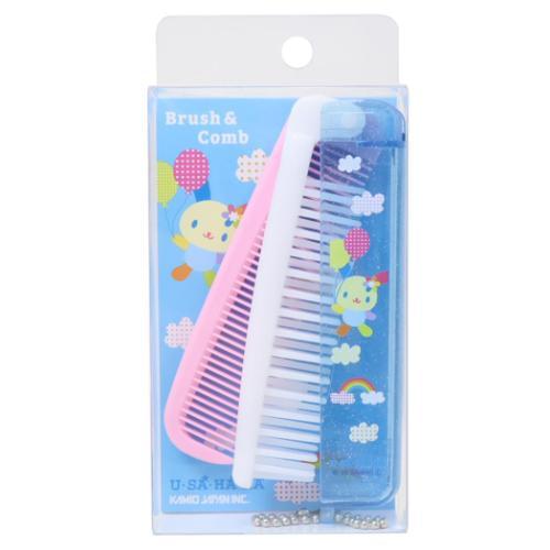 ヘアブラシ 折りたたみブラシ＆コーム ウサハナ 空 サンリオ カミオ