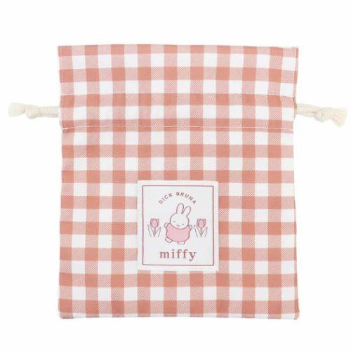 きんちゃくポーチ 巾着袋 ミッフィー ギンガムワッペン RD マリモ