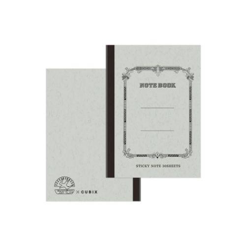 付箋 ノートのように罫線の入ったふせん A8 グレー ツバメxCUBIX エム
