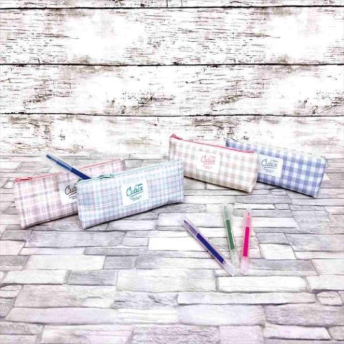 ペンポーチ ペンケースミニ チェック ベージュ 新入学 エムプラン